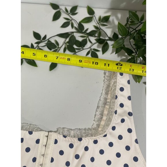 Altard State White & Navy Polka Dot Crop Top With Lace Trim Size XXL - Picture 9 of 11